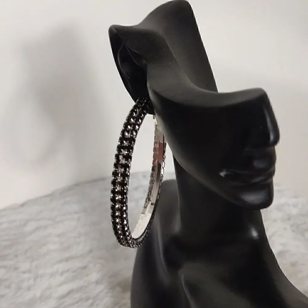 Austrian Crystal Hoop Earrings - Picture 7 of 8